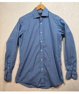 Ralph Lauren Purple Label Tailored Fit Shirt Blue Check Cotton Italy Men... - $78.39