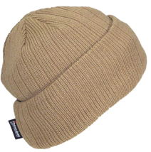 3M Thinsulate Large Thick Beanie Khaki Tan Cuffed Lined Ribbed Winter Ca... - $9.49