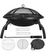 22In Wood Burning Fire Pit Portable Folding Firepits Bowl Garden Bbq Cam... - £72.85 GBP