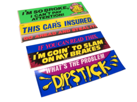 4 Genuine Vintage 80’s Funny Random Assortment Bumper Sticker Humor Made In Usa - £8.58 GBP