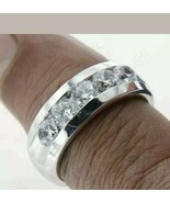 2.50 Ct 5-Stone Men&#39;s Moissanite Diamond Ring Wedding Band 14k White Gol... - £128.44 GBP