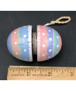 Vintage Pink Purple &amp; Green Wood Easter Egg YoYo 2.5&quot; Long 1.5&quot; Dia - $7.69