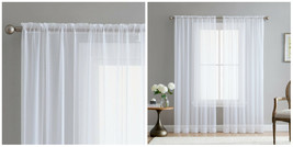 84&quot; Sheer Voile Window Curtain Solid Panels Rod Pocket - Set of 2 - White - P01 - £23.55 GBP