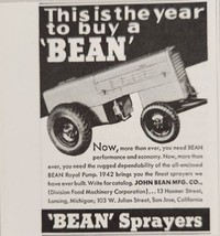 1942 Print Ad &quot;Bean&quot; Sprayers for Farm John Bean Mfg Lansing,Michigan - £7.25 GBP
