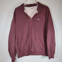 Vintage Nike Jacket Sweatshirt Mens 2XL Maroon Full Zip With Pockets - £17.37 GBP