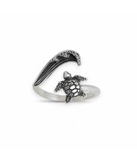  Sterling Silver Sea Turtle and Wave Adjustable Ring - $53.23 CAD