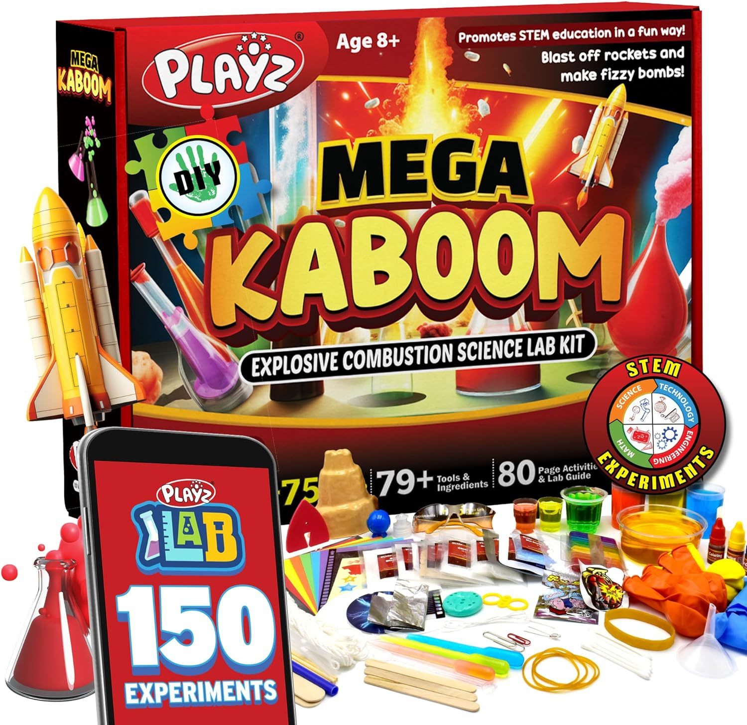 Primary image for Mega Kaboom 150 Explosive Science Experiments Kit for Kids Age 8 12 with 75 App 