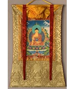 Hand painted Shakyamuni Gautama  Buddha Tibetan Thangka Painting with Si... - $98.95