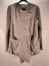 Free People Womens Drippy Linen Hoodie Utility Jacket Gray Sand S - £61.86 GBP