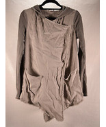 Free People Womens Drippy Linen Hoodie Utility Jacket Gray Sand S - $79.20