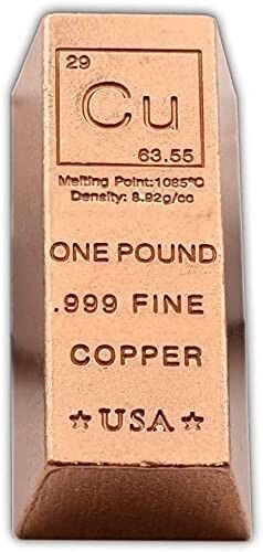 1 lb Copper Ingot .999 Fine Copper Troy Ounce copper bar Bullion Precious Metal
