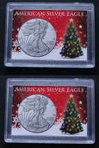 2 American Silver Eagle Frosty Case Snaplock Coin Holder Christmas Tree ... - £7.93 GBP