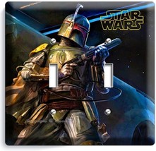 Star Wars Boba Fett Deadly Galaxy Bounty Hunter Double Light Switch Wall Plate - £7.59 GBP