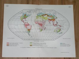 1937 Original Vintage Map Of The World / Soil Agriculture - $24.71