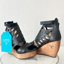 Lane Boots BECCA Womens Black Wedges 5.5 Western Sandals Cowgirl Leather... - $148.50