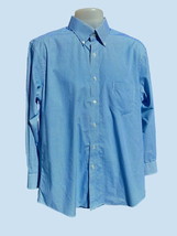 Saddlebred Mens Slimfit Button Down Collared Long Sleeve Blue Plaid Shirt Large - £18.99 GBP