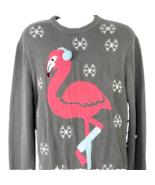 Winter Pink Flamingo Snowflake PomPom Accent L Knit Sweater Large Unisex... - £21.34 GBP
