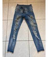 Kaela Colombian Butt Lift Jeans High Waist Skinny Medium Blue Embroidere... - $610.67 MXN