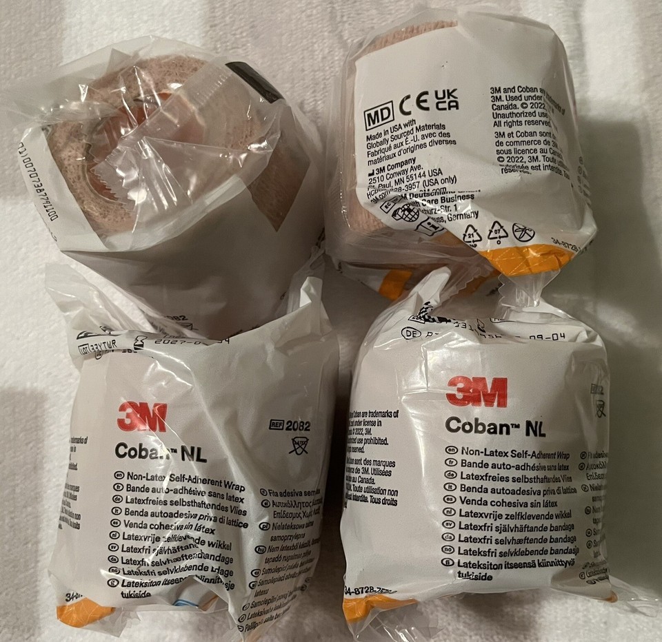 3M Coban NL Self Attaching Wrap Reusable Sealed (lot 4 Rolls) 2”x5yard S... - $12.00