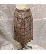 Vintage Alexander Julian Women&#39;s Brown Plaid Wool Blend Skirt - £38.93 GBP