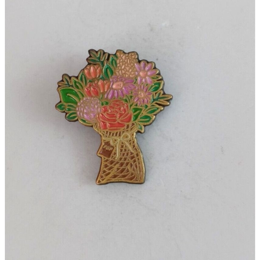 Vintage FGF Colorful Floral Bouquet Lapel Hat Pin - $8.42