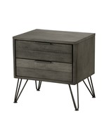 Gray Nightstand: Modern Acacia Veneer &amp; Metal Legs - €300,92 EUR