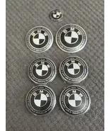 BMW Badges 82mm/74mm+4x 68mm Steering Wheel Sticker 45mm Black&amp;white Set... - $28.80