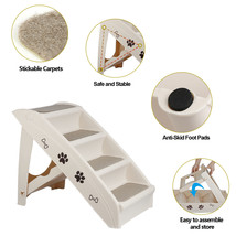 4 Non-Slip Steps Dog Ladder Support Frame For High Bed Foldable Pet Stairs - £51.89 GBP
