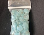 Aqua Pale Blue Beads 1.5 cm long  Oval Clear Repurposed - $14.01