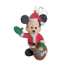 VTG Disney Plastic Santa Mickey Mouse Bag of Toys Christmas Ornament 4”x2&quot; - £13.10 GBP