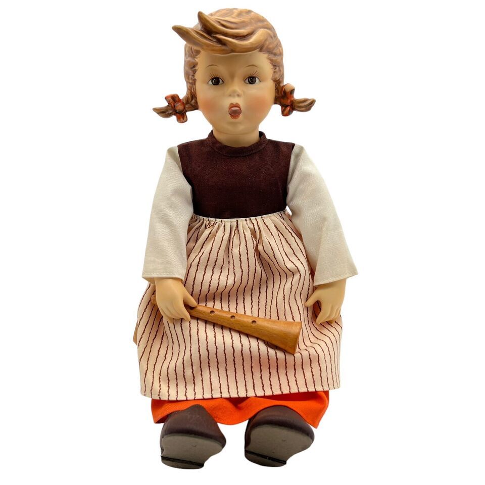 Hummel Goebel 15" Birthday Serenade Girl Doll Porcelain With Accessory Horn - $39.98