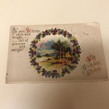 Antique Postcard Best Birthday Wishes Happy Birthday Poem Home Hoosick F... - $9.45