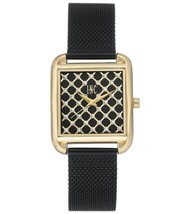 I.N.C. Women&#39;s Gold Tone Black Stainless Steel Mesh Bracelet Watch 30x37mm NEW - £26.20 GBP