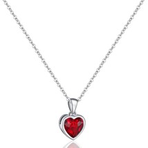 925 Sterling Silver Ruby Heart Necklace Red Pendant Necklace for Women Handmade  - $37.39