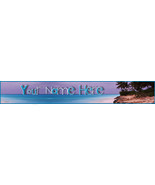 Caribian Beach Custom Website Banner blue skies rocks waves beach huts 135a - £5.59 GBP