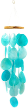 Blue Wind Chimes for outside – Waterdrop Sea Glass Capiz Shells Windchimes Garde - £34.48 GBP