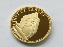 2010 American Mint Statue of Liberty Tablet Commemorative 24k Gold Layered Coin - £19.48 GBP
