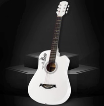 Guitar 38 inches White Acoustic Guitar stringed instrument - £282.50 GBP