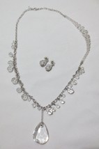 Swarovski Silvertone dangle Crystal Large Pendant Necklace Earring Set Swan - £98.32 GBP