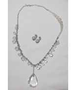 Swarovski Silvertone dangle Crystal Large Pendant Necklace Earring Set Swan - $125.00