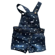 DKNY Girls Denim Overalls All Over Print Blue Jumpsuit Shorts Toddler Size 3T - £10.27 GBP