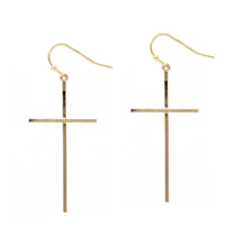 Skinny Cross Dangle Earrings Gold - $12.29