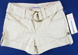 NWT Christie Brooks Girl&#39;s Tan Cuffed Shorts with Belt, Size 7  - $6.99