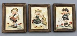 Vtg Set of 3 Napco Japan Ceramic Wall Hanging Norton Girls and Boy - $210.34 MXN