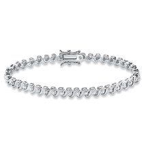 PalmBeach Jewelry Platinum-Plated Round Genuine Diamond Tennis Bracelet 7.5&quot; - £55.37 GBP