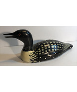 L Denzer Loon Decoy Wood Carved Duck Bird 3d Folk Art Signed ( Missing E... - $76.40 CAD