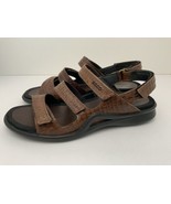 ECCO Light Sandals Women EU 42 Brown Leather 3 Strap Croc Textured Excel... - £38.88 GBP