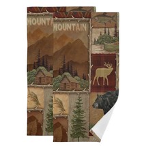 Farmhouse Hand Towels For Kitchen Set Of 2 Maple Leaf Bear Cabin Moose Deer Coun - $33.99