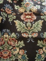  Black Heavy Floral Upholstery Cotton Fabric Remnant - $24.99