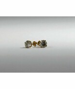 14K Yellow Gold Round Brilliant GRA Moissanite Push Back Stud Earrings 1ctw - €135,58 EUR